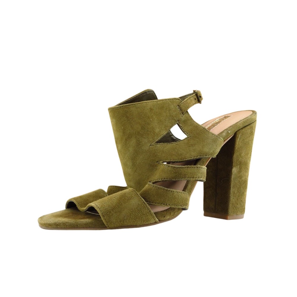 Audrey Brooke Olive Green Suede Block Heel Gladiator Sandals